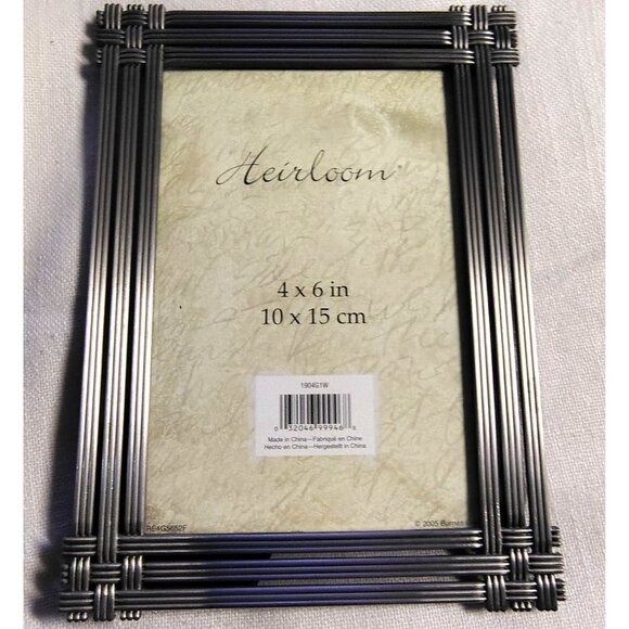 Burnes Heirloom 4x6 Metal Photo Frame Pewter Finish Wire Lattice Design Vintage - Picture 1 of 14
